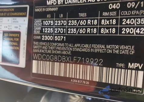 2020 Mercedes-Benz Glc 300 z USA, uszkodzony, nr VIN WDC0G8DBXLF719922